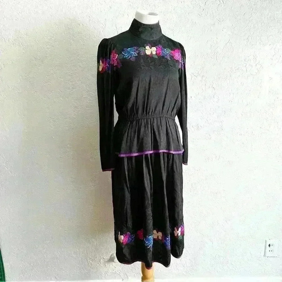 Mary McFadden silk 2 piece floral‎ print set size 4 - Picture 9 of 14